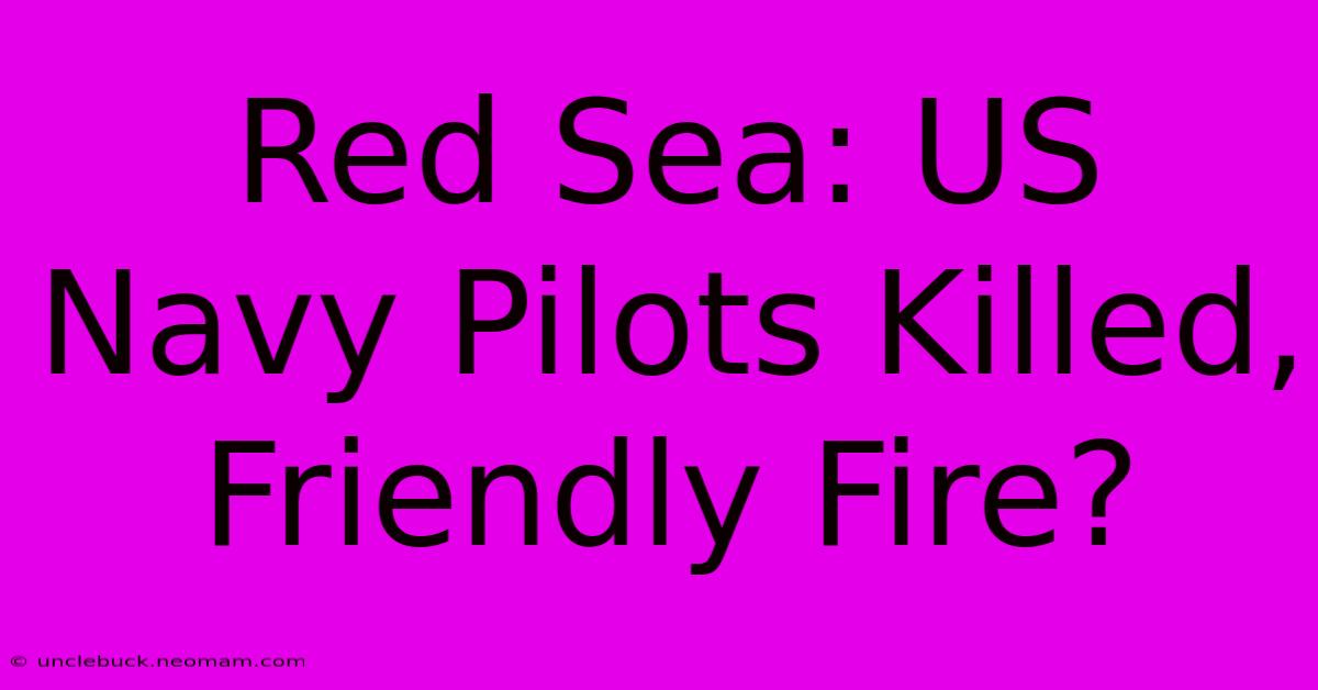 Red Sea: US Navy Pilots Killed, Friendly Fire?