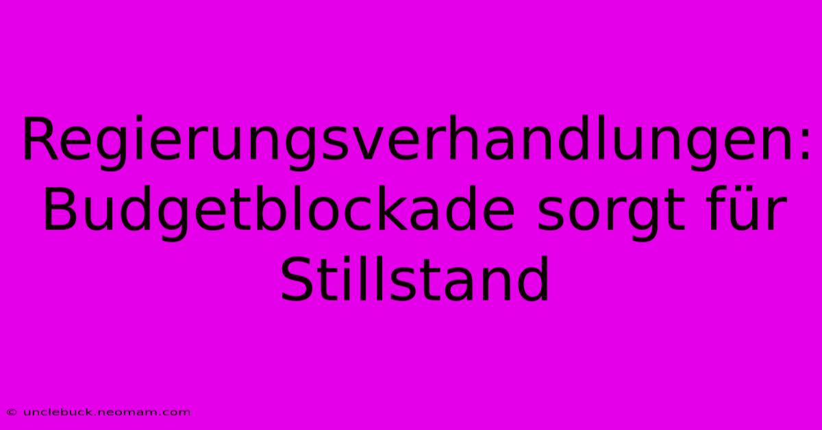 Regierungsverhandlungen: Budgetblockade Sorgt Für Stillstand 