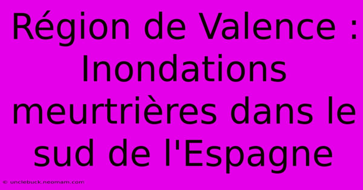 Région De Valence : Inondations Meurtrières Dans Le Sud De L'Espagne 