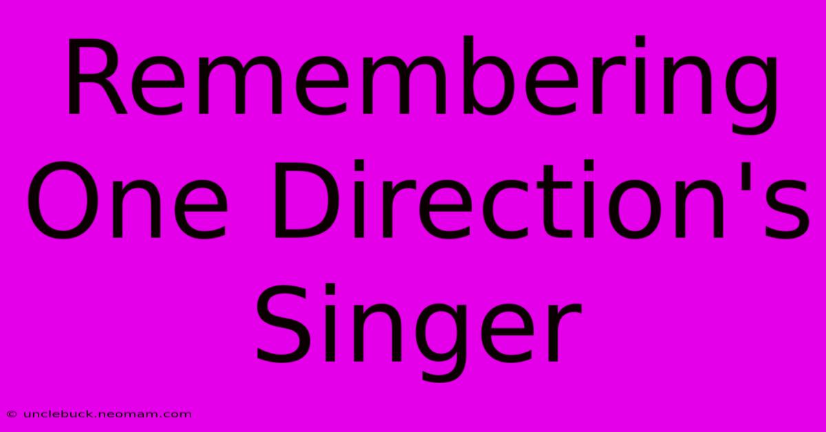 Remembering One Direction's Singer