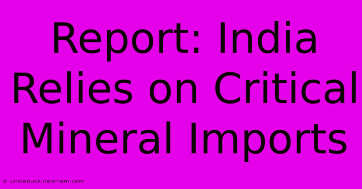 Report: India Relies On Critical Mineral Imports