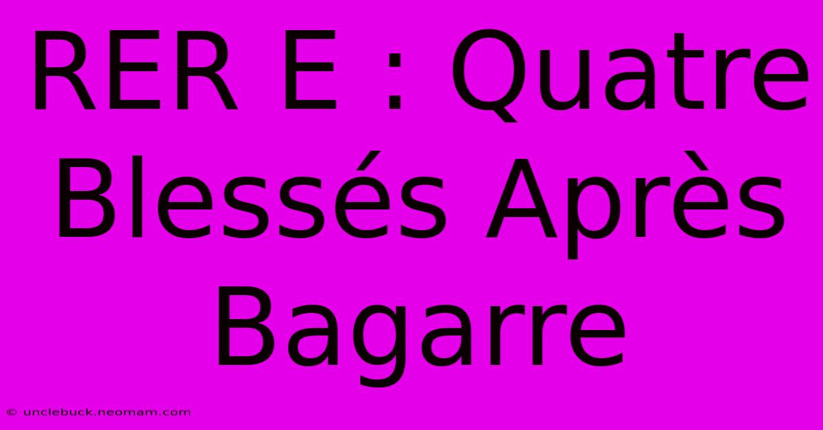 RER E : Quatre Blessés Après Bagarre