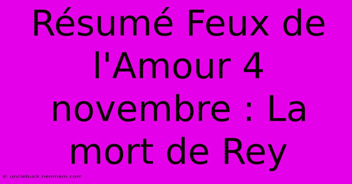 Résumé Feux De L'Amour 4 Novembre : La Mort De Rey