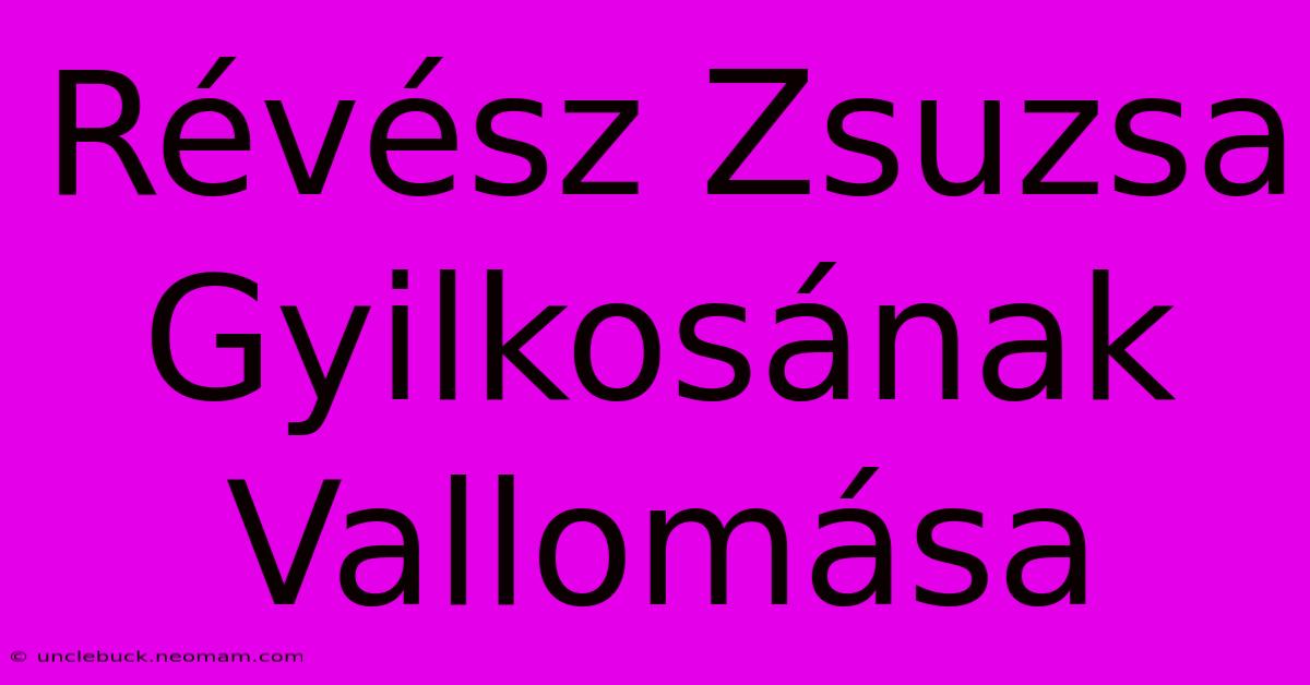 Révész Zsuzsa Gyilkosának Vallomása