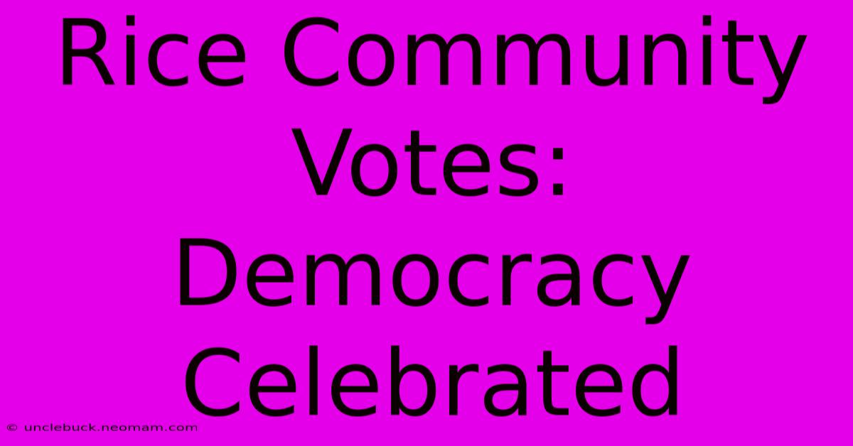 Rice Community Votes: Democracy Celebrated