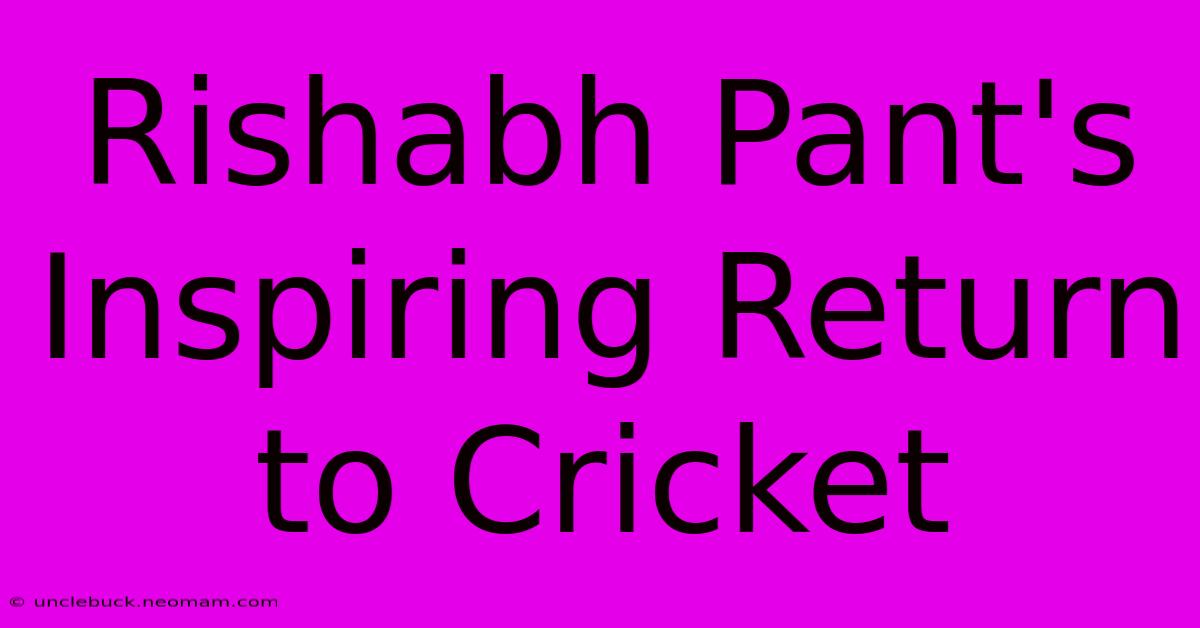 Rishabh Pant's Inspiring Return To Cricket