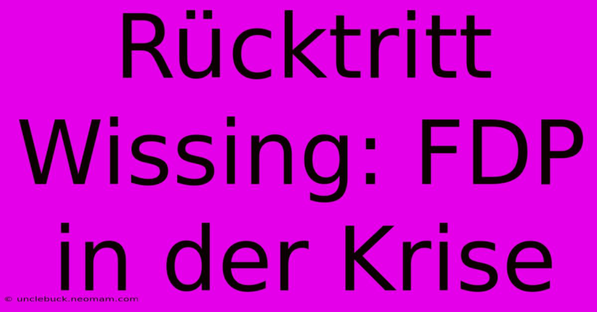 Rücktritt Wissing: FDP In Der Krise