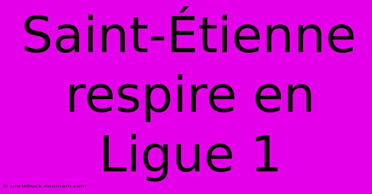 Saint-Étienne Respire En Ligue 1 