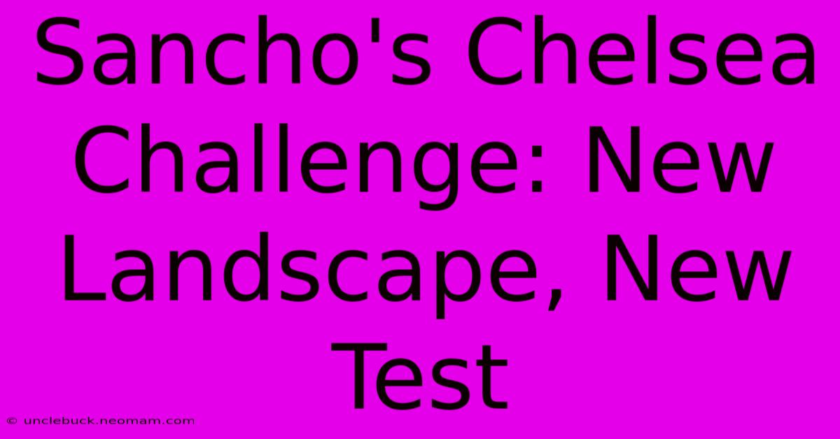 Sancho's Chelsea Challenge: New Landscape, New Test