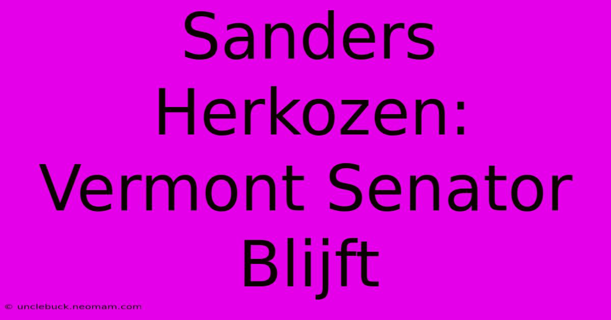 Sanders Herkozen: Vermont Senator Blijft