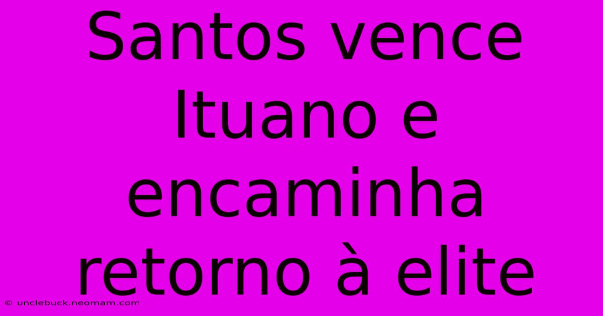 Santos Vence Ituano E Encaminha Retorno À Elite