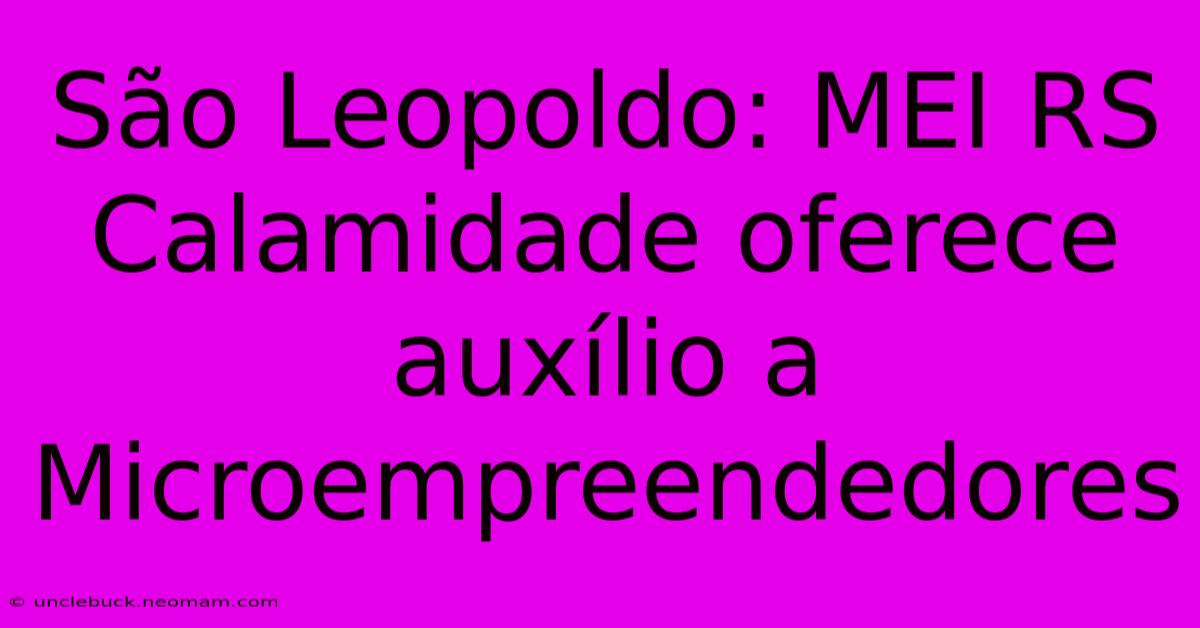 São Leopoldo: MEI RS Calamidade Oferece Auxílio A Microempreendedores