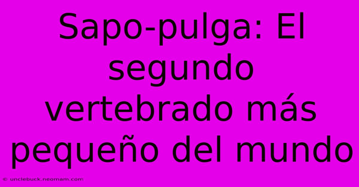 Sapo-pulga: El Segundo Vertebrado Más Pequeño Del Mundo 