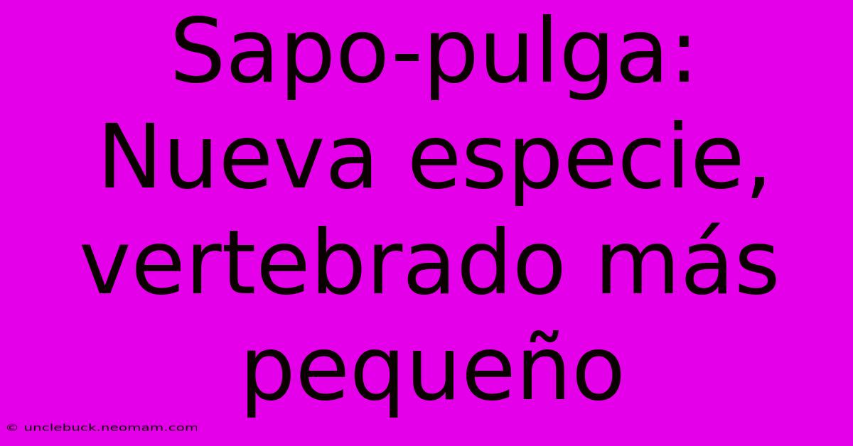 Sapo-pulga: Nueva Especie, Vertebrado Más Pequeño