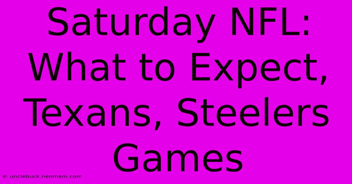 Saturday NFL: What To Expect, Texans, Steelers Games