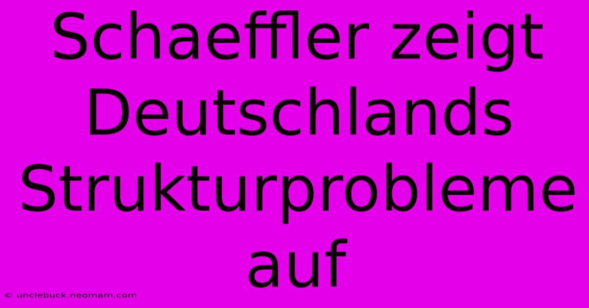 Schaeffler Zeigt Deutschlands Strukturprobleme Auf 