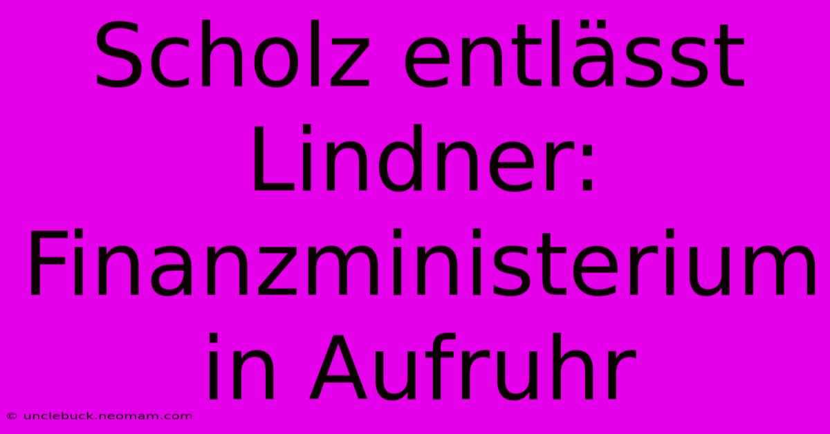 Scholz Entlässt Lindner: Finanzministerium In Aufruhr