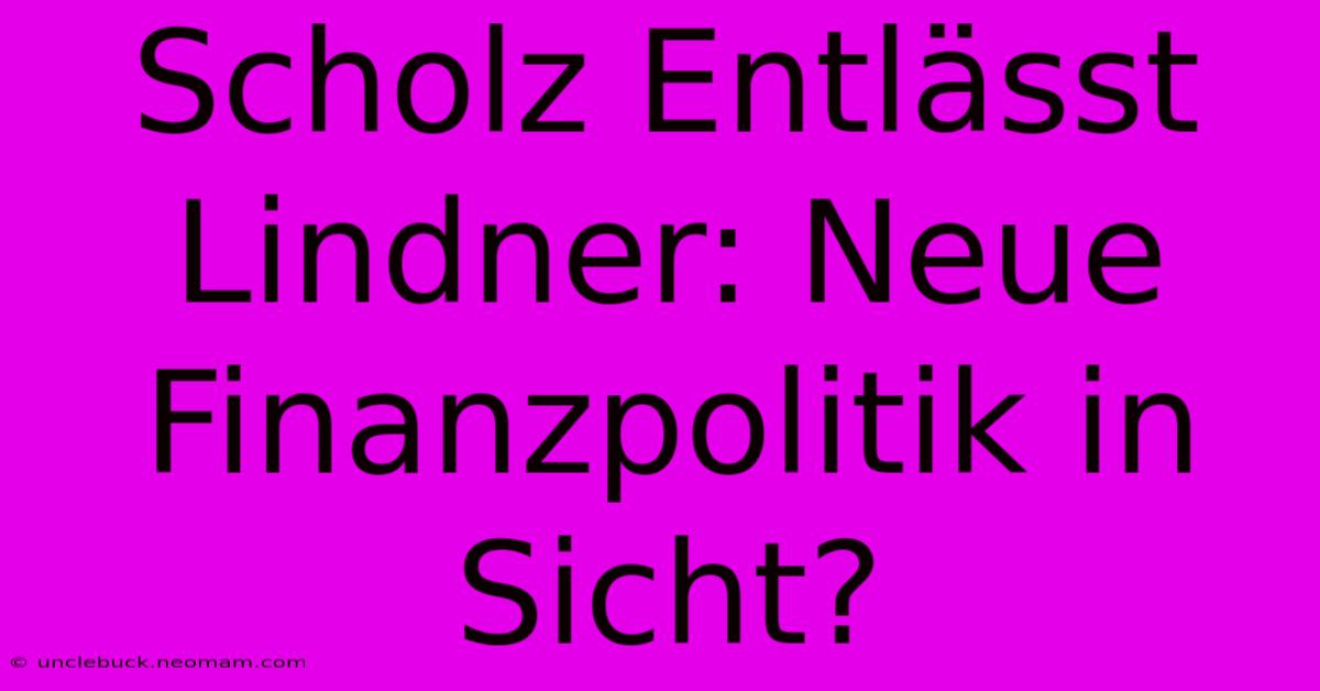 Scholz Entlässt Lindner: Neue Finanzpolitik In Sicht?