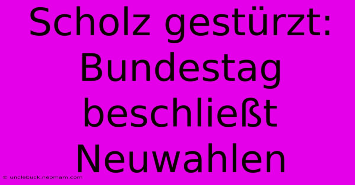 Scholz Gestürzt: Bundestag Beschließt Neuwahlen