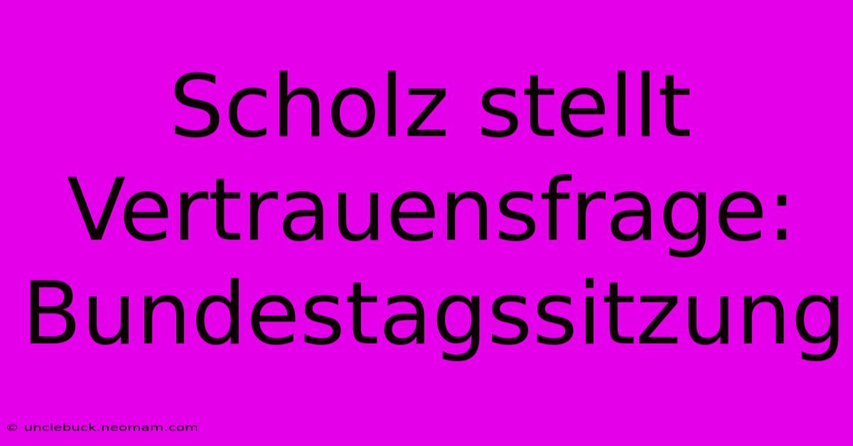 Scholz Stellt Vertrauensfrage: Bundestagssitzung