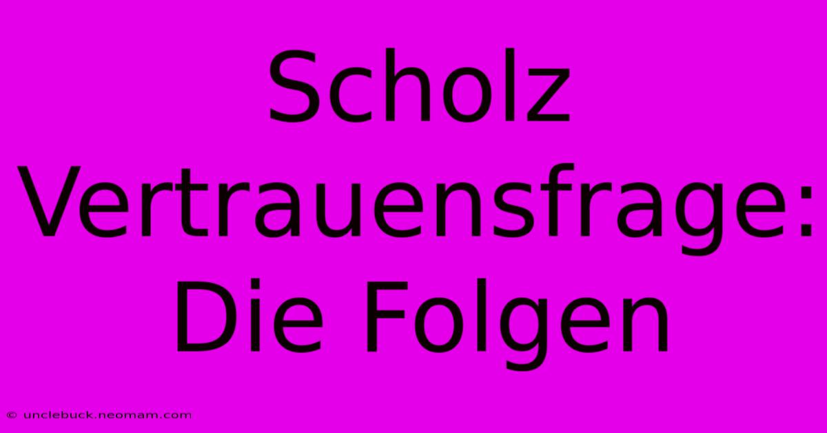 Scholz Vertrauensfrage: Die Folgen