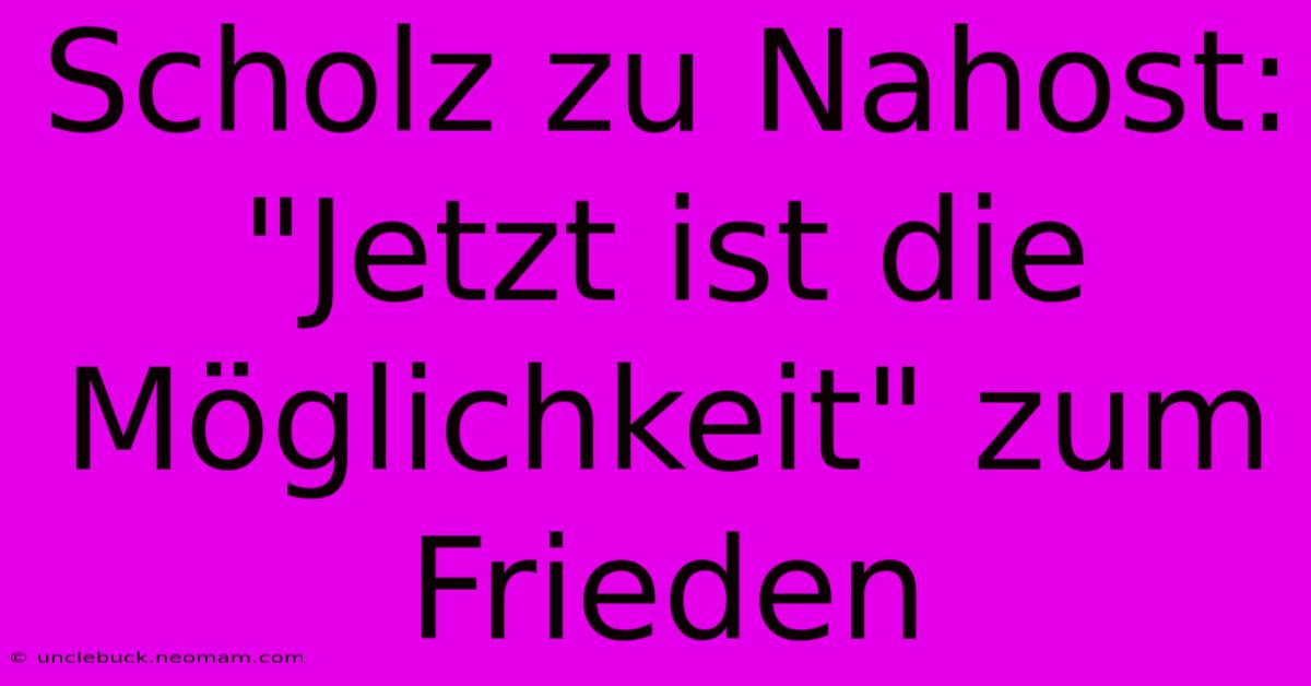 Scholz Zu Nahost: 