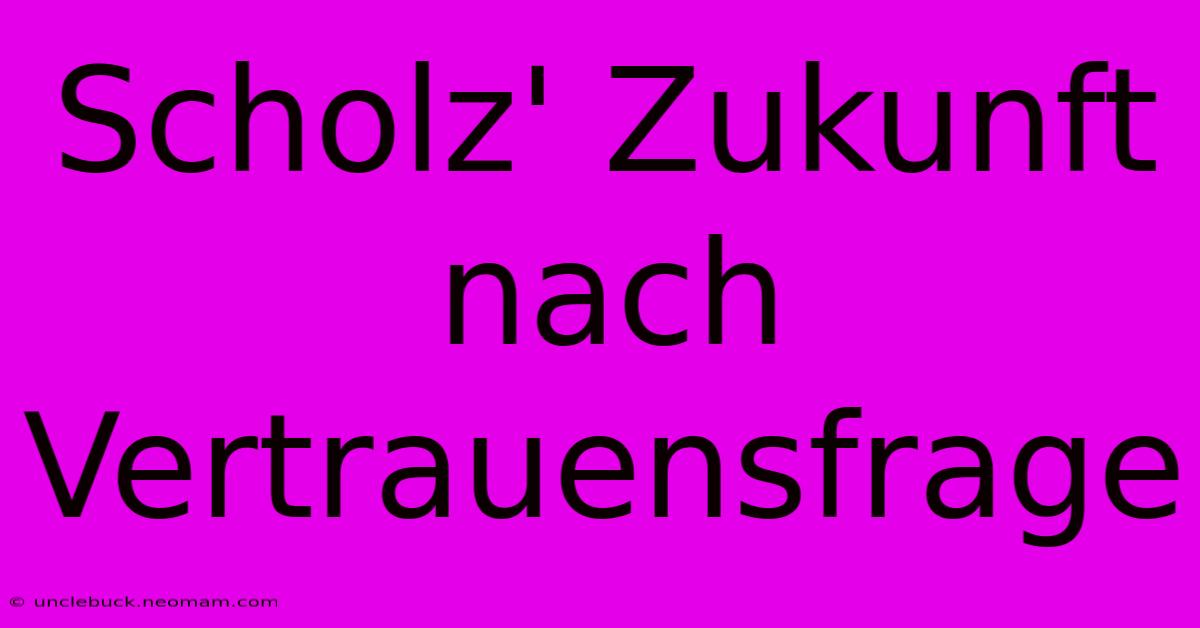 Scholz' Zukunft Nach Vertrauensfrage