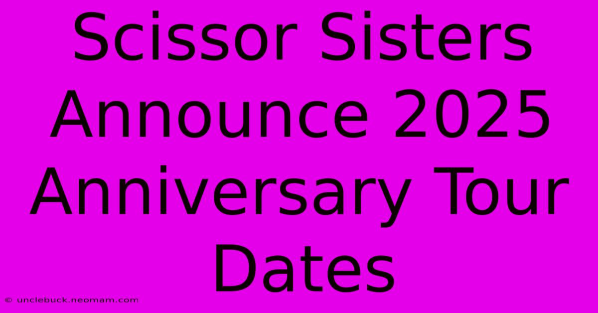 Scissor Sisters Announce 2025 Anniversary Tour Dates