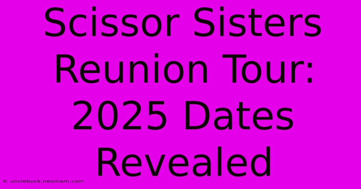 Scissor Sisters Reunion Tour: 2025 Dates Revealed