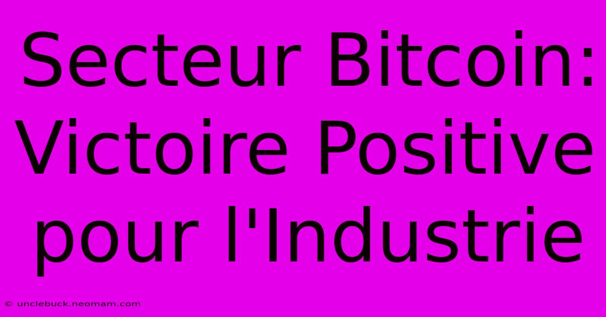 Secteur Bitcoin: Victoire Positive Pour L'Industrie