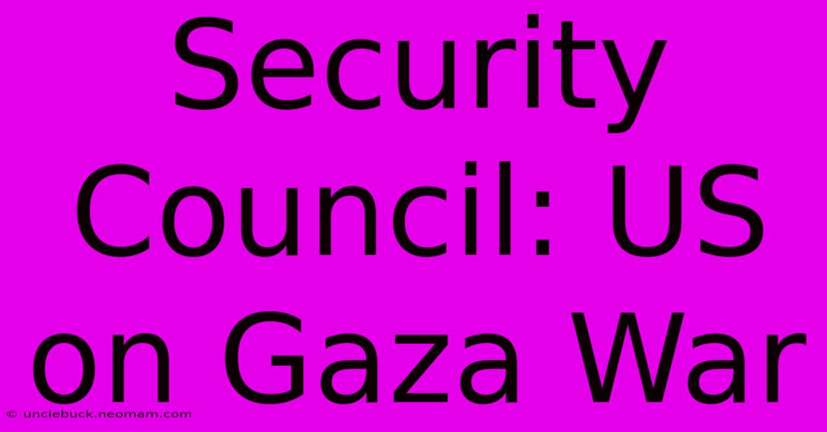 Security Council: US On Gaza War