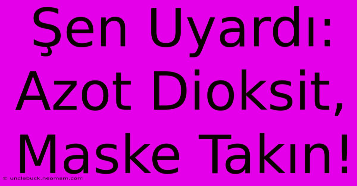 Şen Uyardı: Azot Dioksit, Maske Takın!