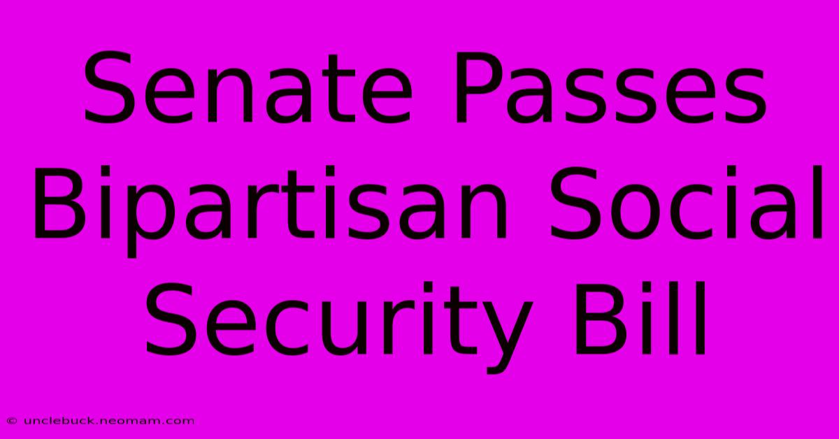 Senate Passes Bipartisan Social Security Bill