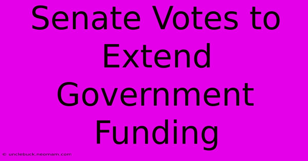 Senate Votes To Extend Government Funding