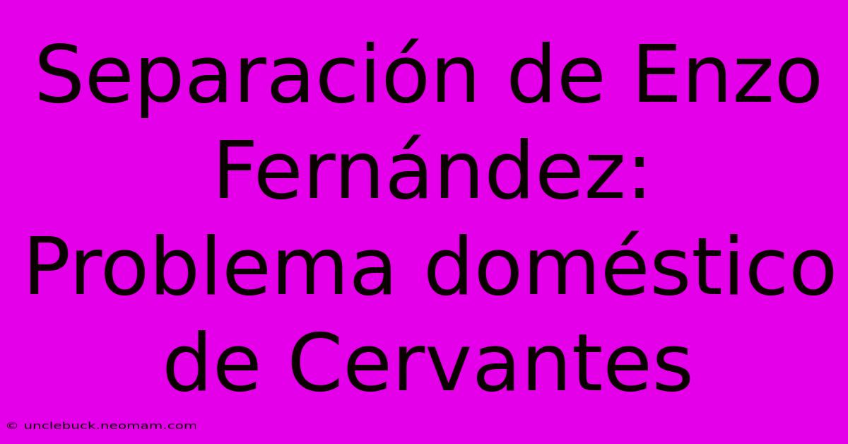 Separación De Enzo Fernández: Problema Doméstico De Cervantes