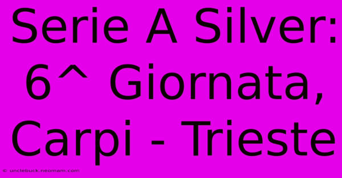 Serie A Silver: 6^ Giornata, Carpi - Trieste