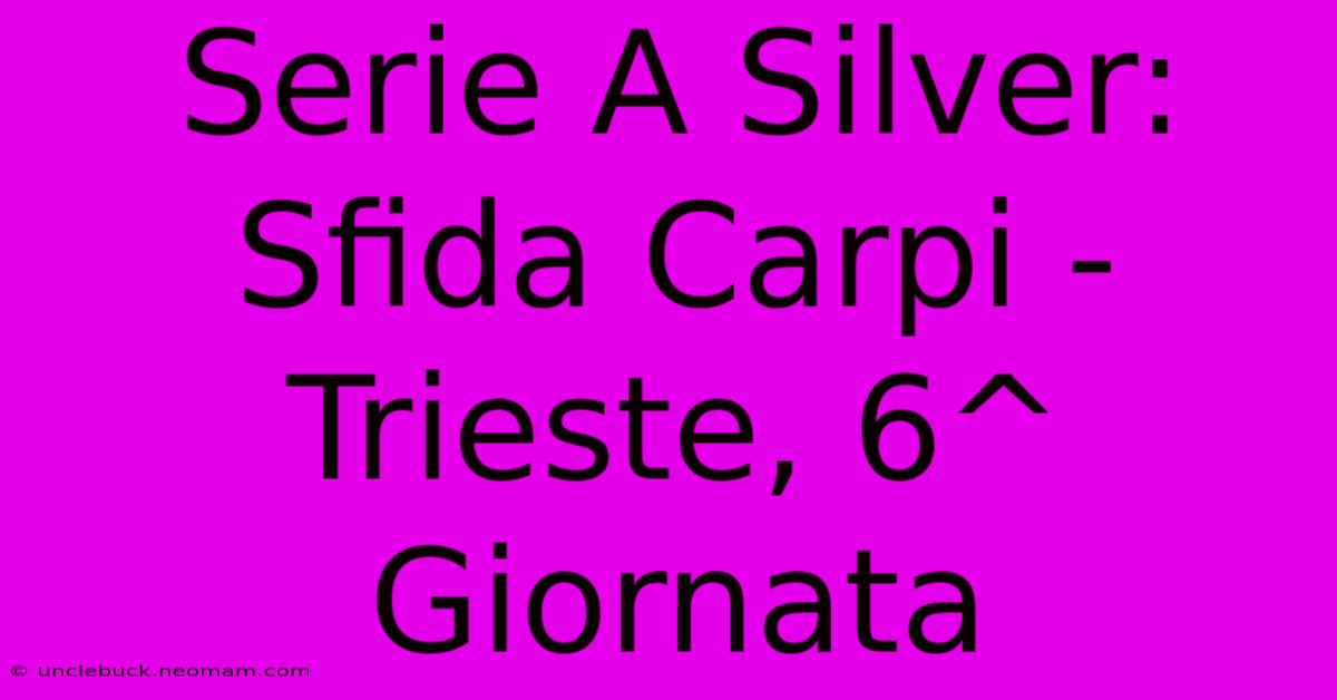 Serie A Silver: Sfida Carpi - Trieste, 6^ Giornata