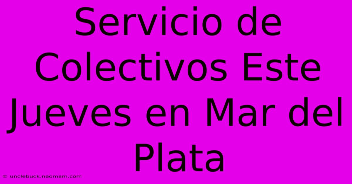 Servicio De Colectivos Este Jueves En Mar Del Plata