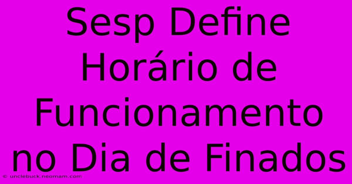 Sesp Define Horário De Funcionamento No Dia De Finados