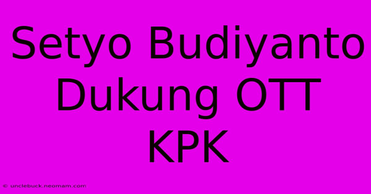 Setyo Budiyanto Dukung OTT KPK