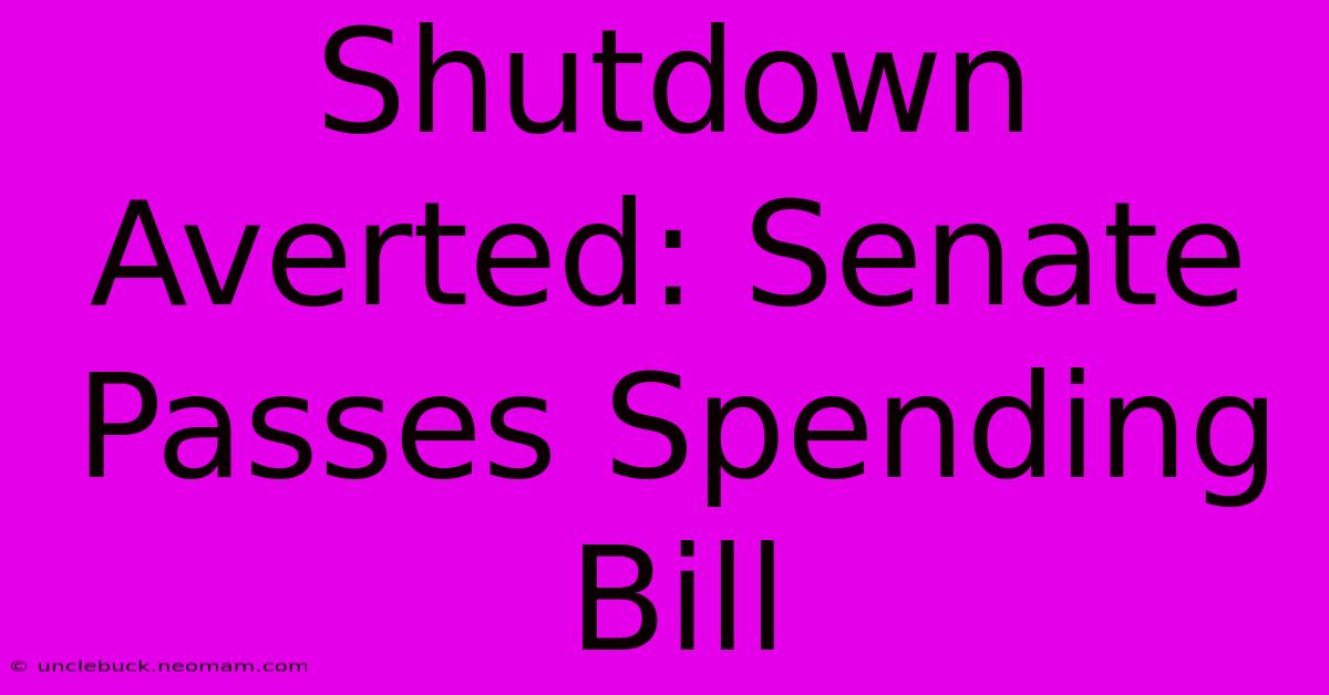 Shutdown Averted: Senate Passes Spending Bill