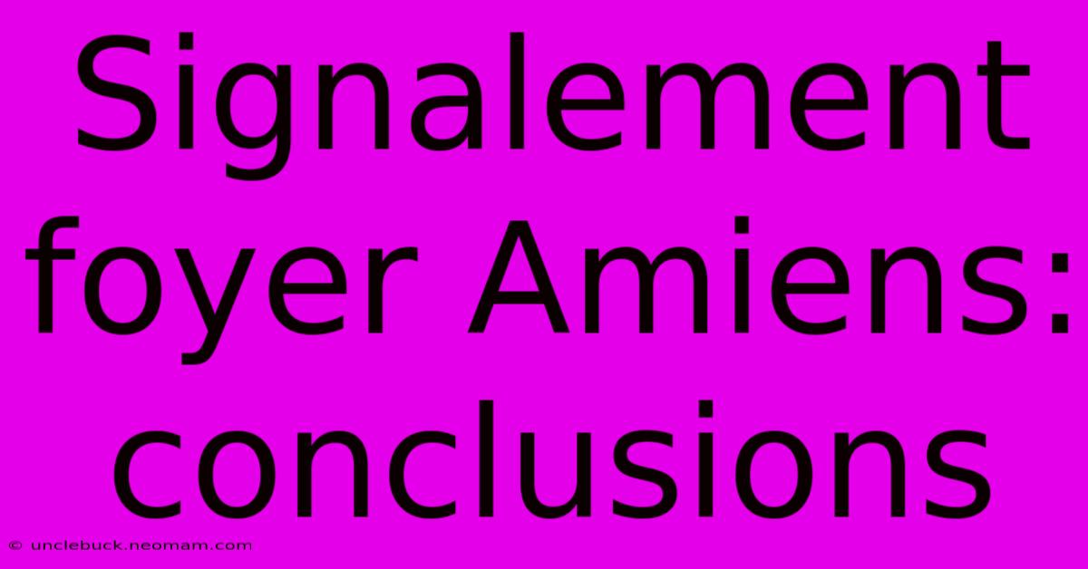 Signalement Foyer Amiens: Conclusions