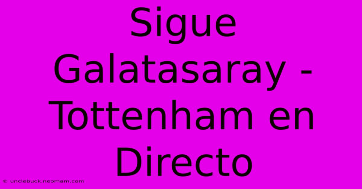 Sigue Galatasaray - Tottenham En Directo