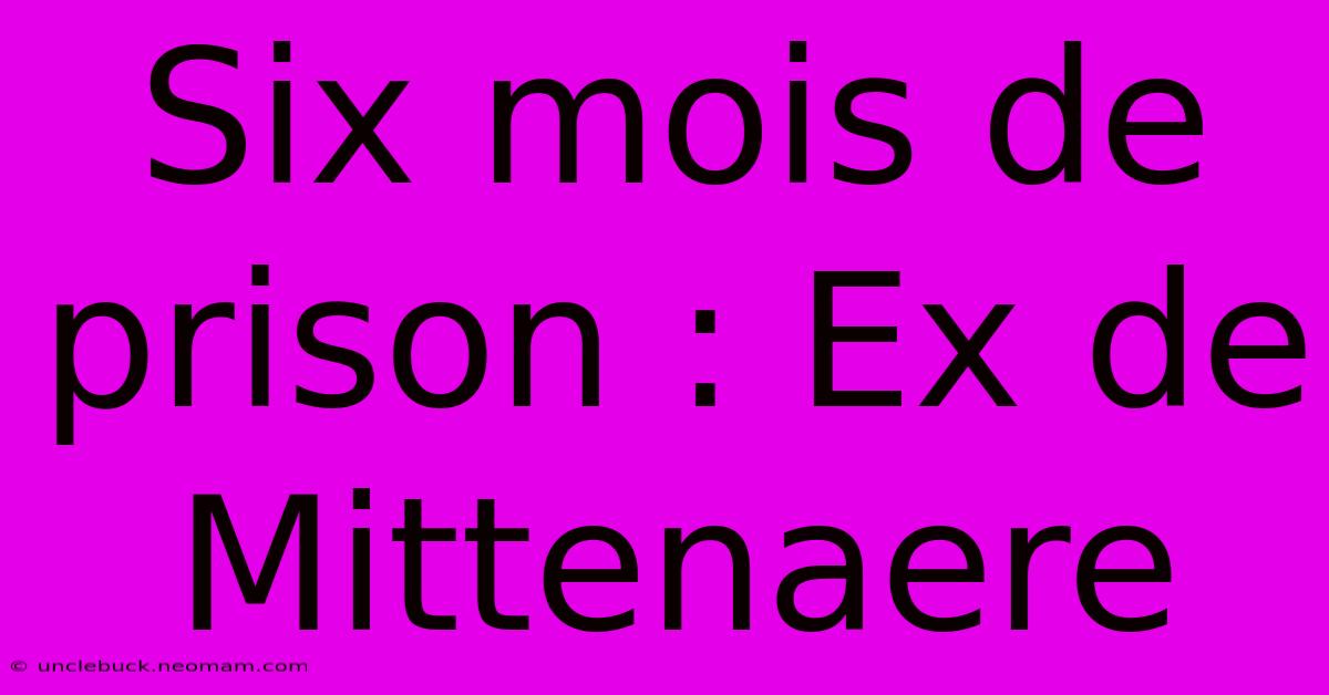 Six Mois De Prison : Ex De Mittenaere 