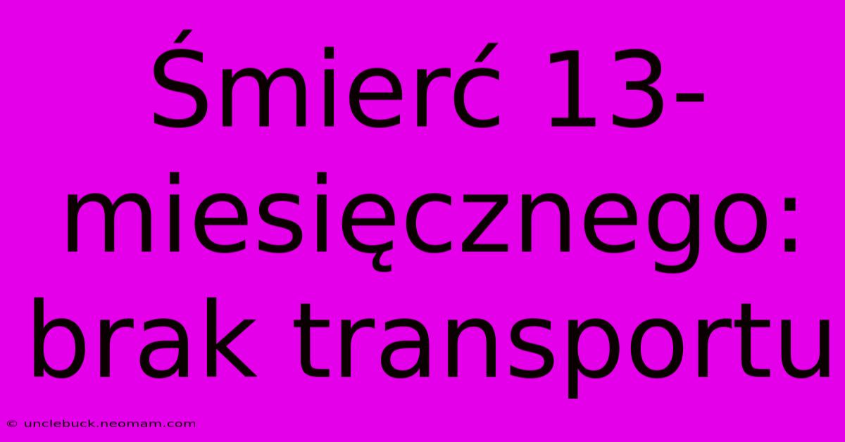 Śmierć 13-miesięcznego: Brak Transportu