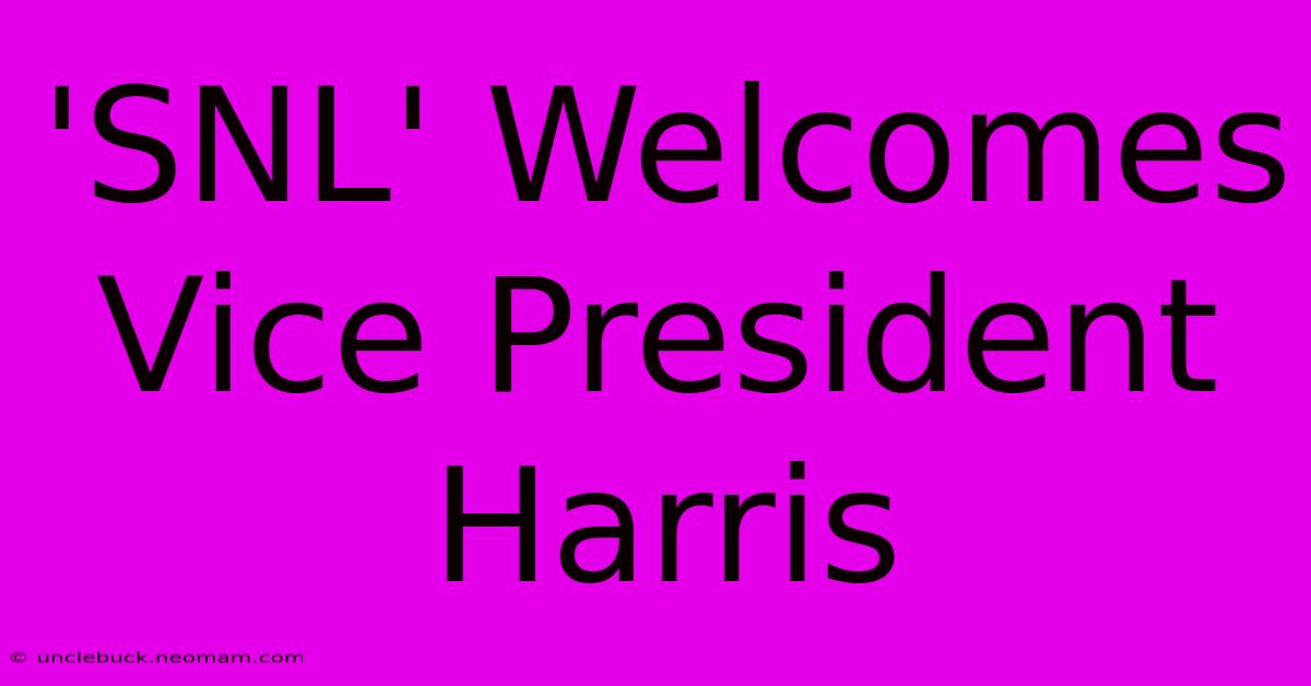 'SNL' Welcomes Vice President Harris