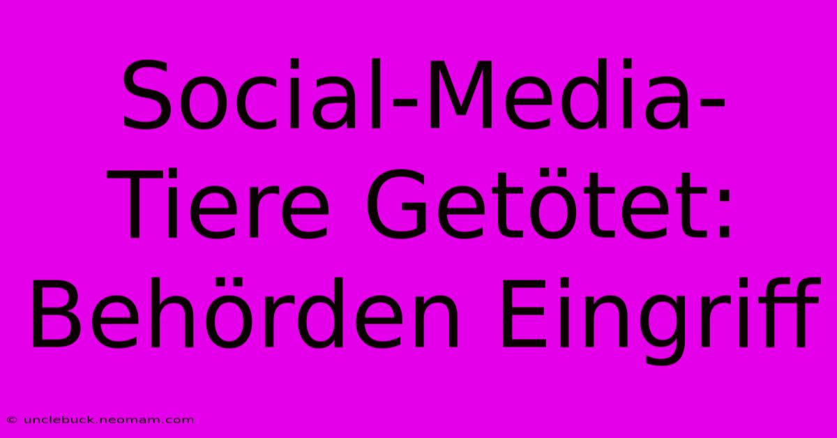 Social-Media-Tiere Getötet: Behörden Eingriff