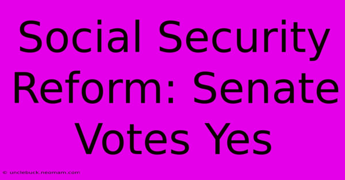 Social Security Reform: Senate Votes Yes