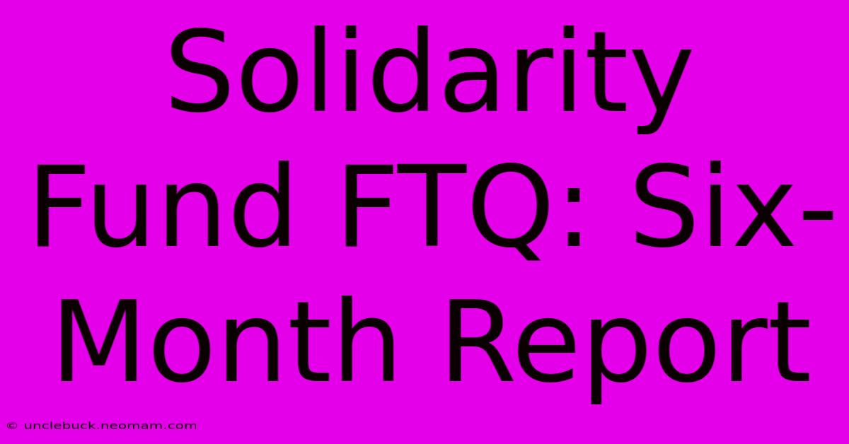 Solidarity Fund FTQ: Six-Month Report