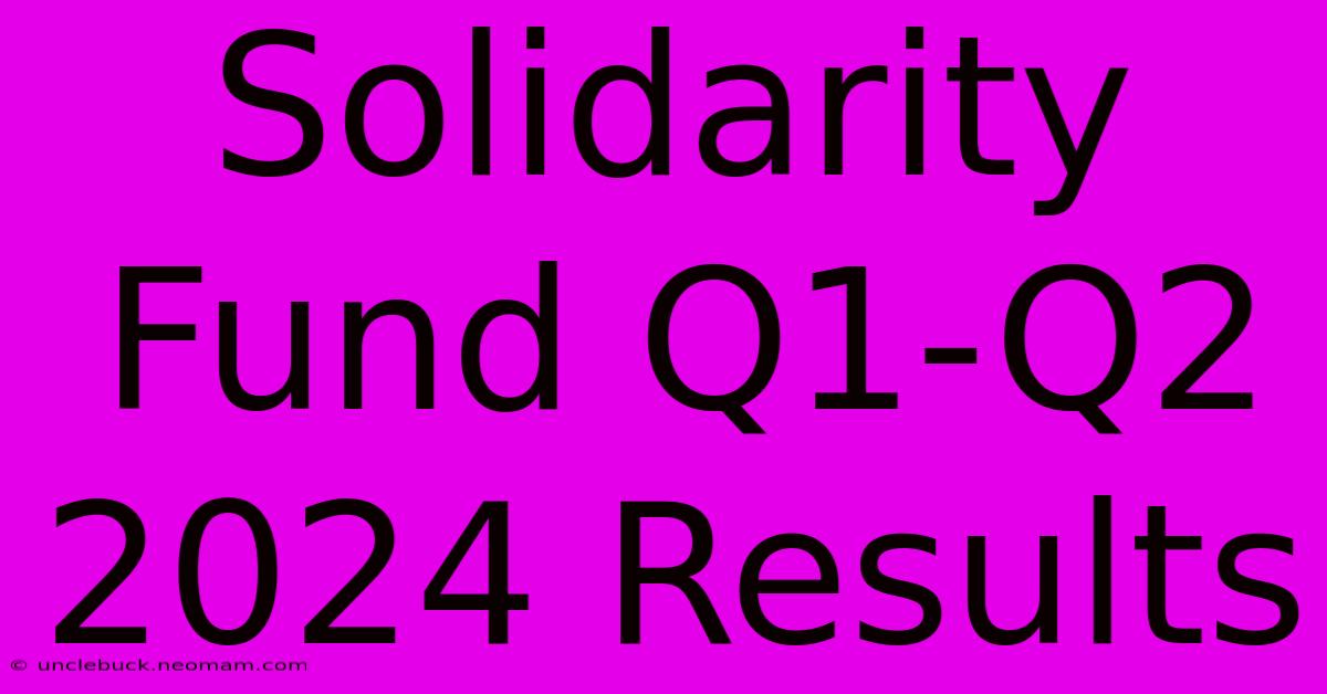 Solidarity Fund Q1-Q2 2024 Results